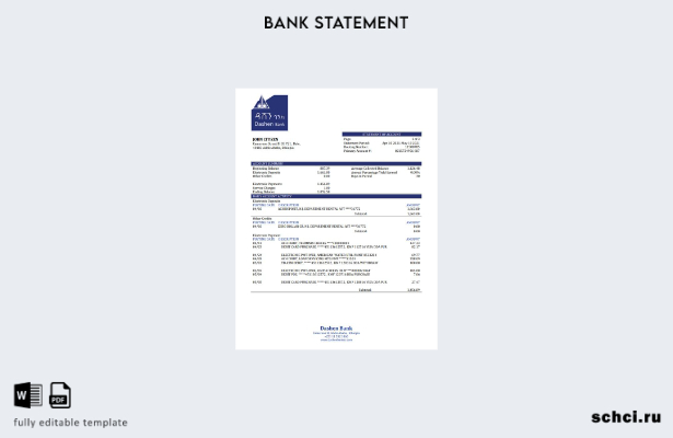 цифровая загрузка шаблона слова банковской выписки Эфиопии Dashen